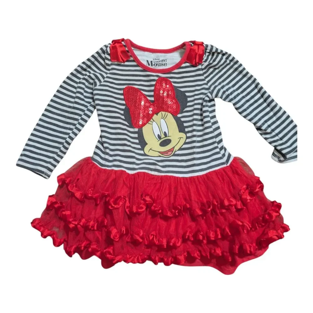 Disney Minnie Mouse Toddler Dress 2T Red Tutu Holiday Dress